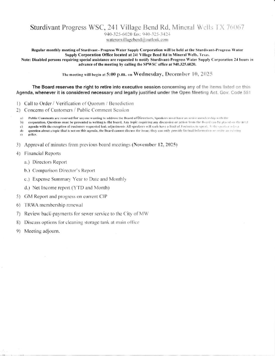 Agenda December 10 2025.