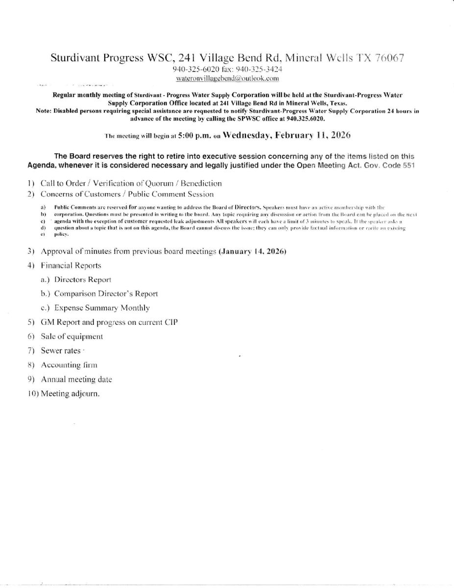 Agenda February 11 2026