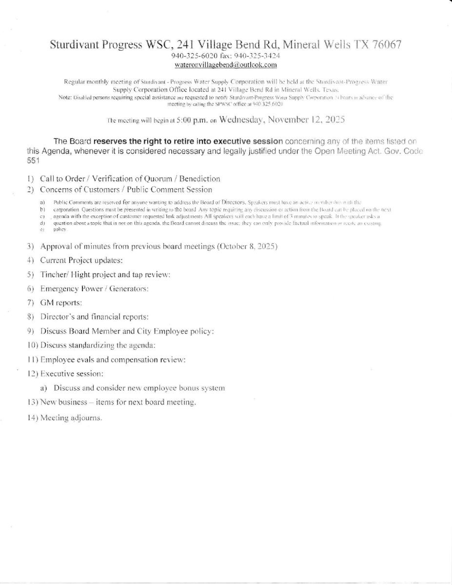 Agenda November 2025