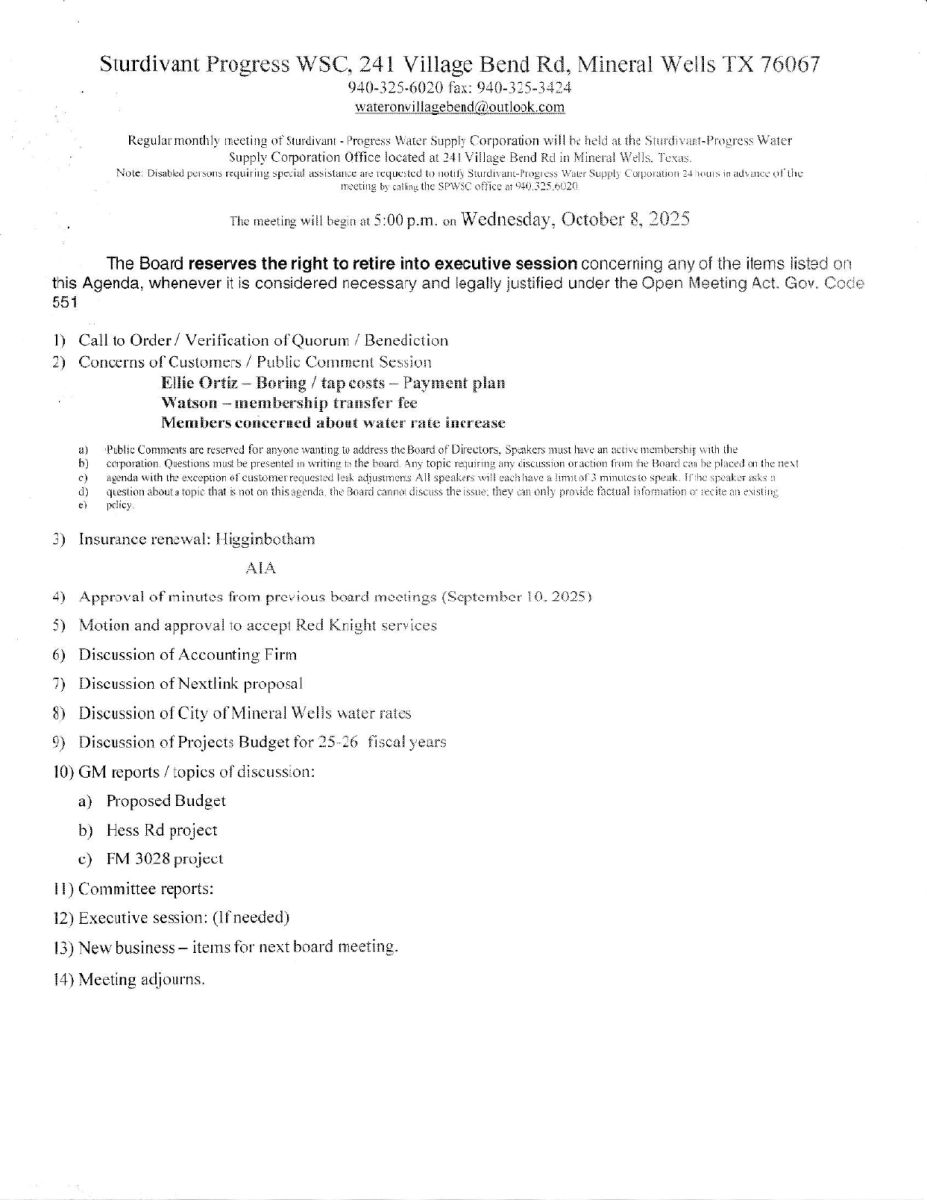 Agenda October 2025